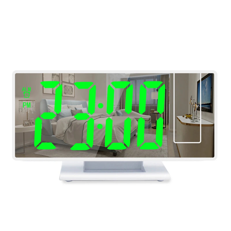 AcheinaWeb Branco Verde Relógio Despertador: Projeção e Estilo no Seu Dia!