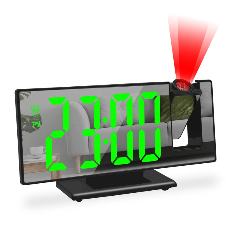 AcheinaWeb Preto Verde Relógio Despertador: Projeção e Estilo no Seu Dia!