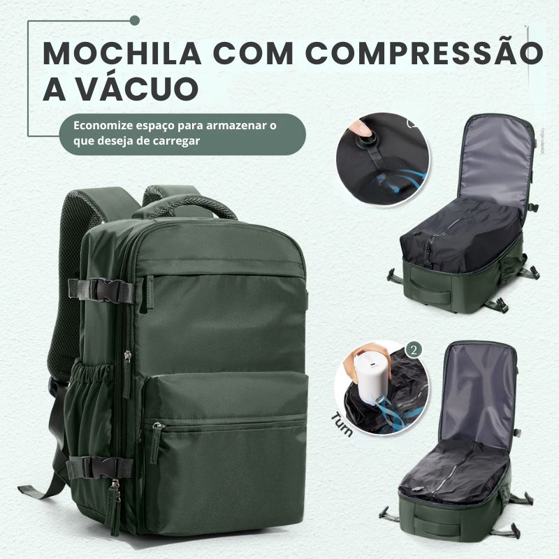 AcheinaWeb Verde com Bomba A Mochila que Todo Viajante Deseja
