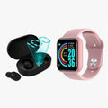 AcheinaWeb Vermelho Kit Relógio Inteligente Smartwatch D20 Unissex + Fone de Ouvido Bluetooth